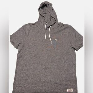 Scott Ellis British Heritage Striped Short Sleeve Hoodie Mens M Grey White